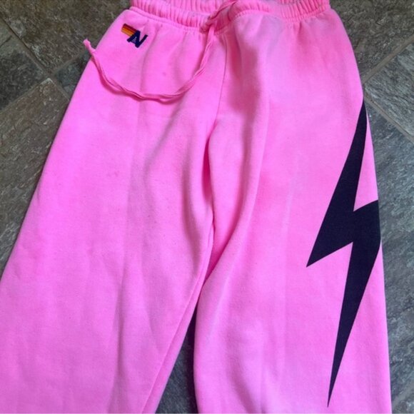 Aviator Nation Neon Pink Bolt Sweatpants Size S - Picture 3 of 7